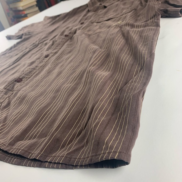 PrAna Brown Short Sleeve Button Front Shirt Size L - Picture 3 of 5